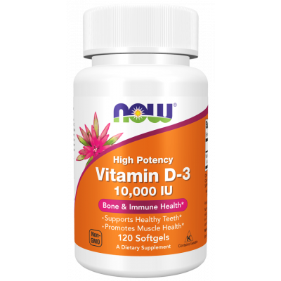 NOW VITAMIN D-3 10,000 IU HIGH POTENCY BONE & IMMUNE HEALTH SUPPORT 120 SOFTGELS